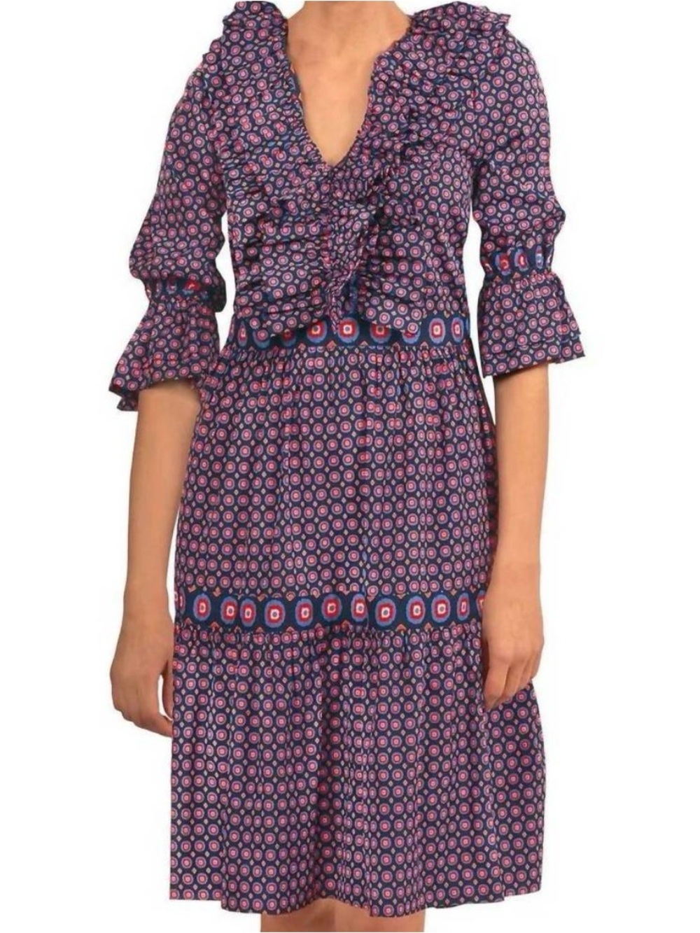 EUC GRETCHEN SCOTT posh foulard dress in navy/red XS Fits Small